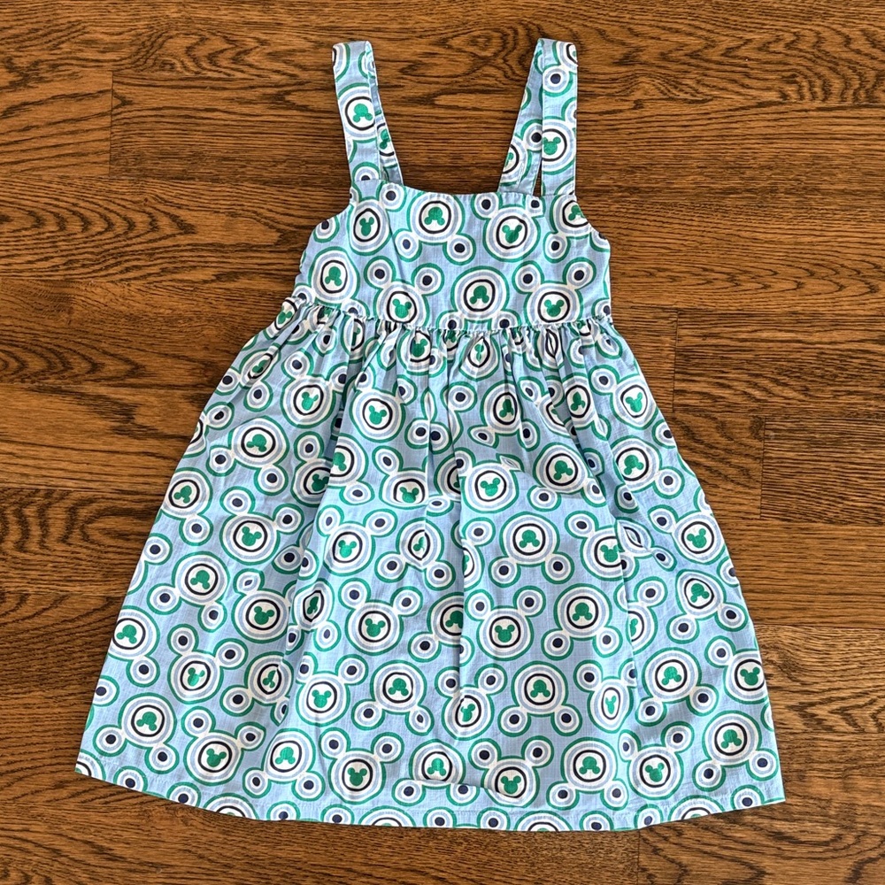 Hanna Andersson x Disney Blue and Green Patterned Kids Dress